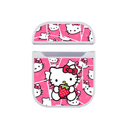 Hello Kitty Stay Cute with Strawberry Apple Airpods Case White
