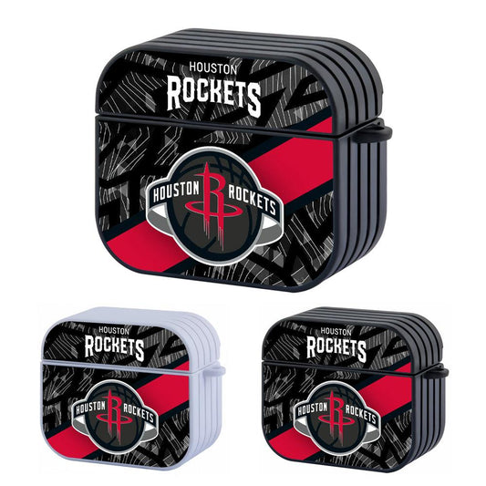 Houston Rockets Black Abstract Patern Apple Airpods 3 Case
