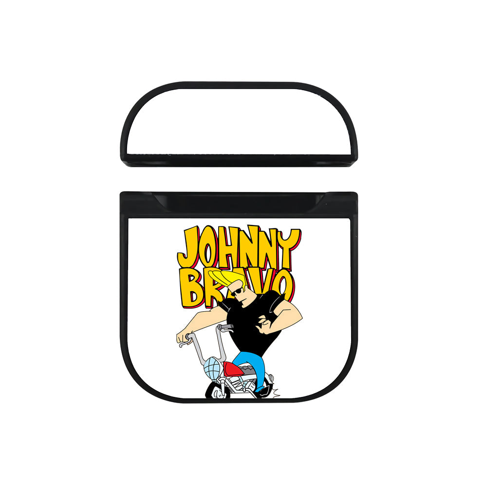 Johnny Bravo Style With Motorcycle Apple Airpods Case Black