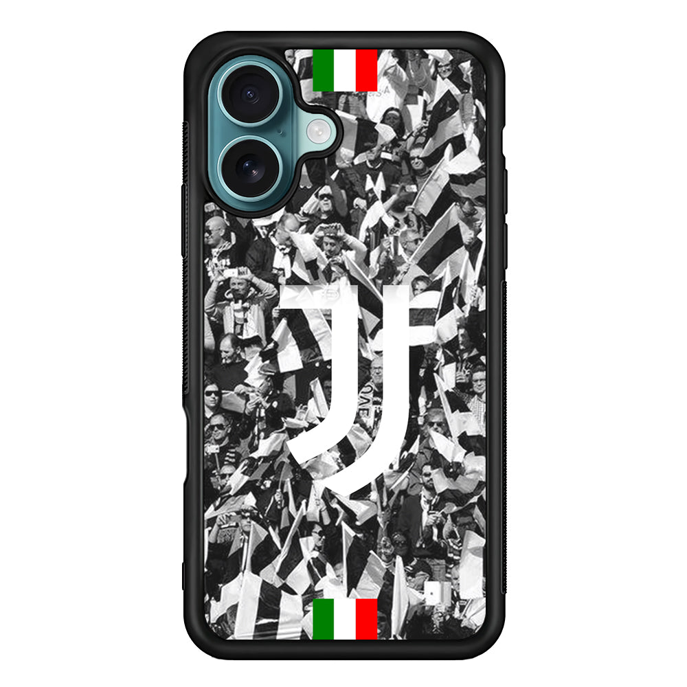 Juventus White and Black Wall of People iPhone 16 Plus Case
