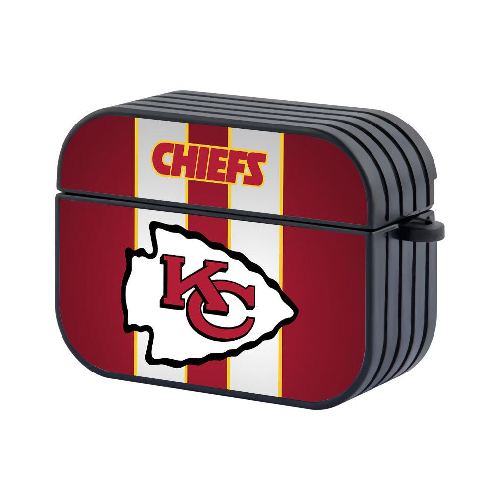 Kansas City Chiefs NFL Shadows on White Line Apple Airpods Pro Case Black