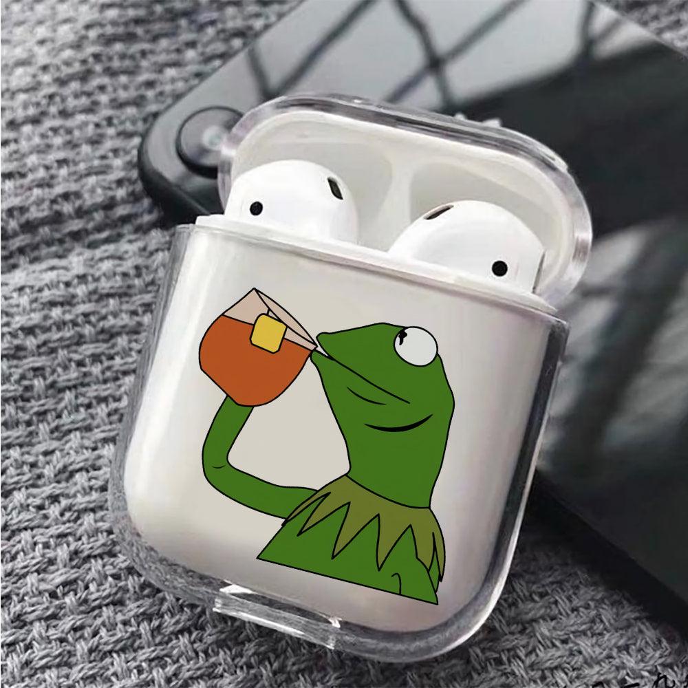 Kermit Frog Relax with Tea Apple Airpods Clear Case