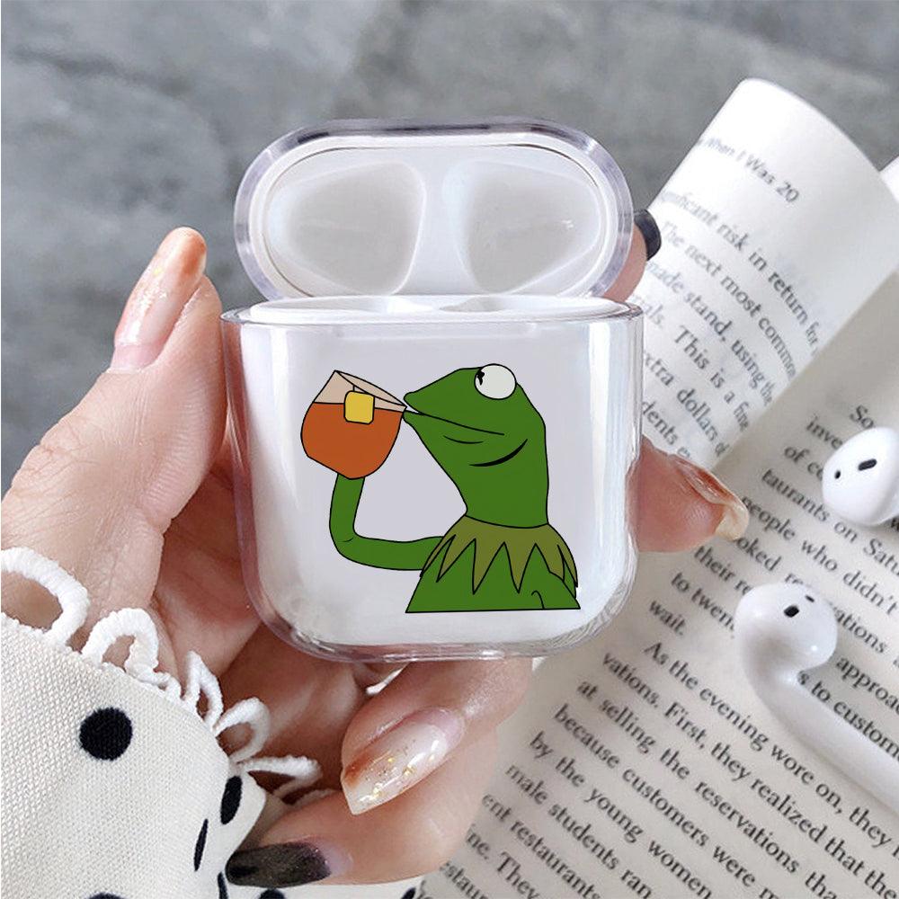 Kermit Frog Relax with Tea Apple Airpods Clear Case