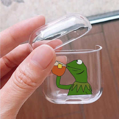 Kermit Frog Relax with Tea Apple Airpods Clear Case