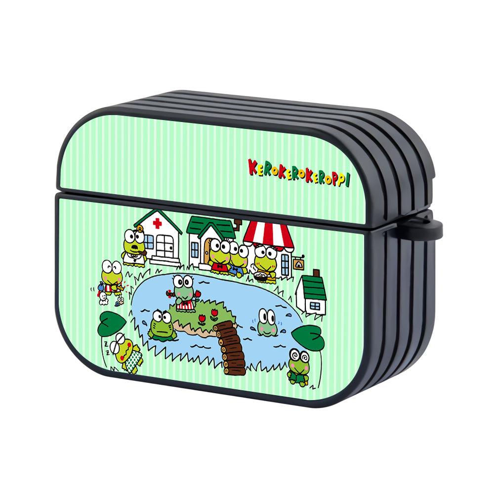 Keroppi Gathering of Frog Family Apple Airpods Pro Case Black