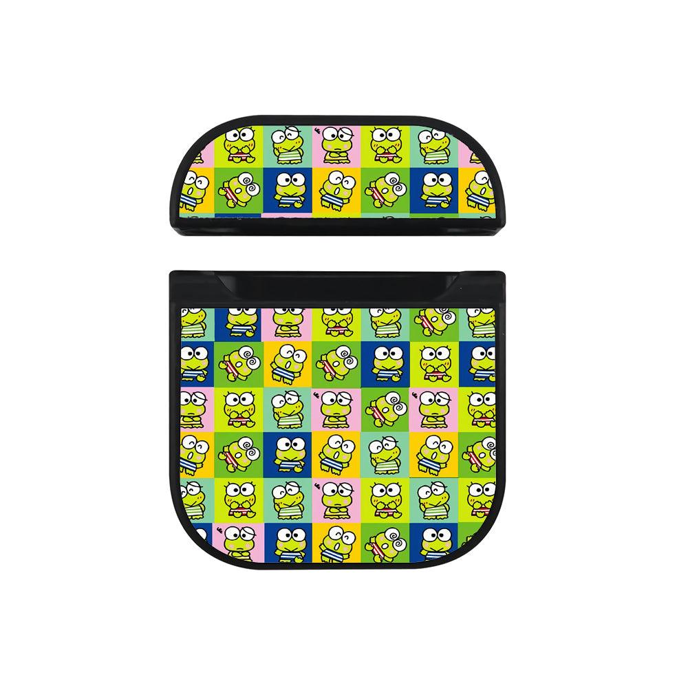 Keroppi Pattern Color Square Apple Airpods Case Black