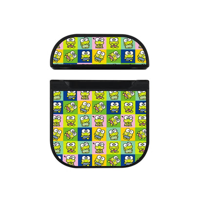 Keroppi Pattern Color Square Apple Airpods Case Black