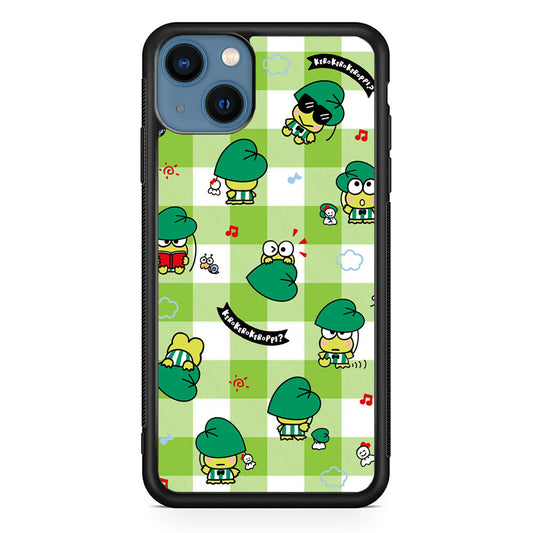 Keroppi on Green Flanel iPhone 15 Case - Carneyforia