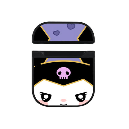 Kuromi Cute Face Apple Airpods Case Black