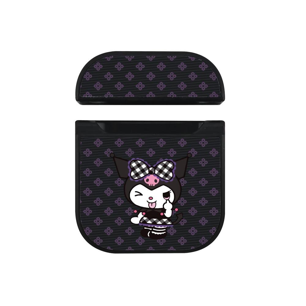 Kuromi Scoffed with a Face Apple Airpods Case Black