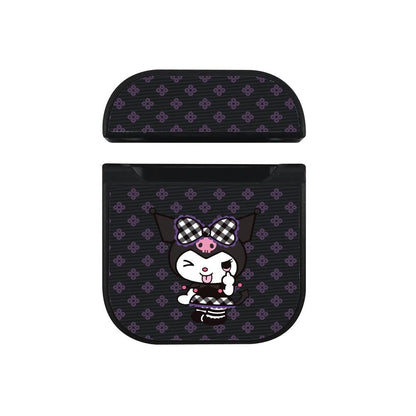 Kuromi Scoffed with a Face Apple Airpods Case Black