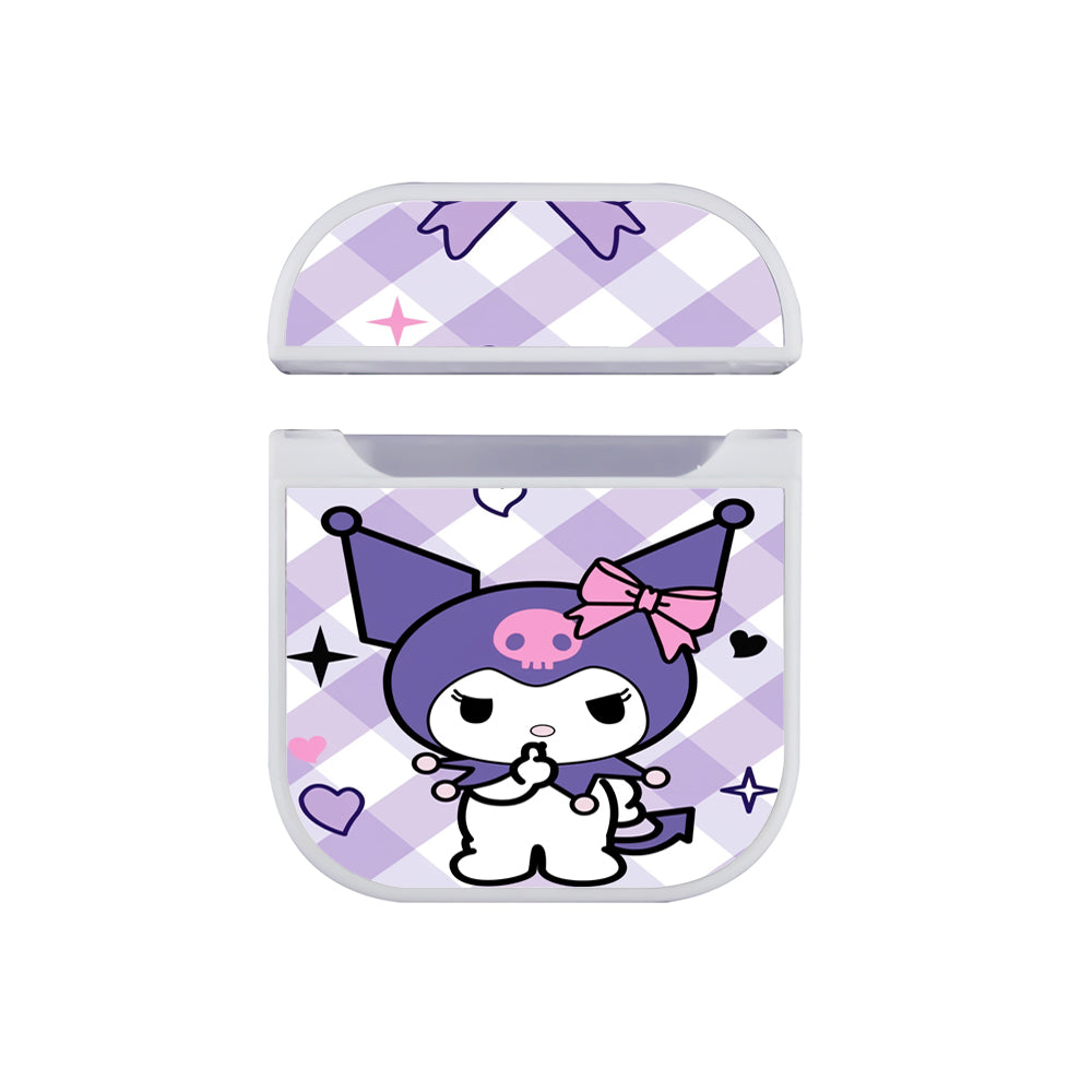 Kuromi Square Pattern Apple Airpods Case White