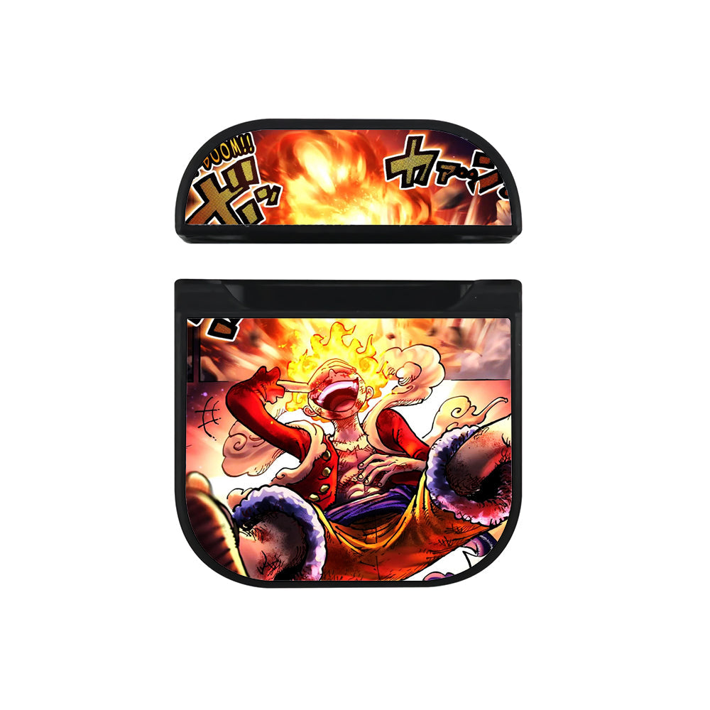 Luffy Nika One Piece Comic Apple Airpods Case Black