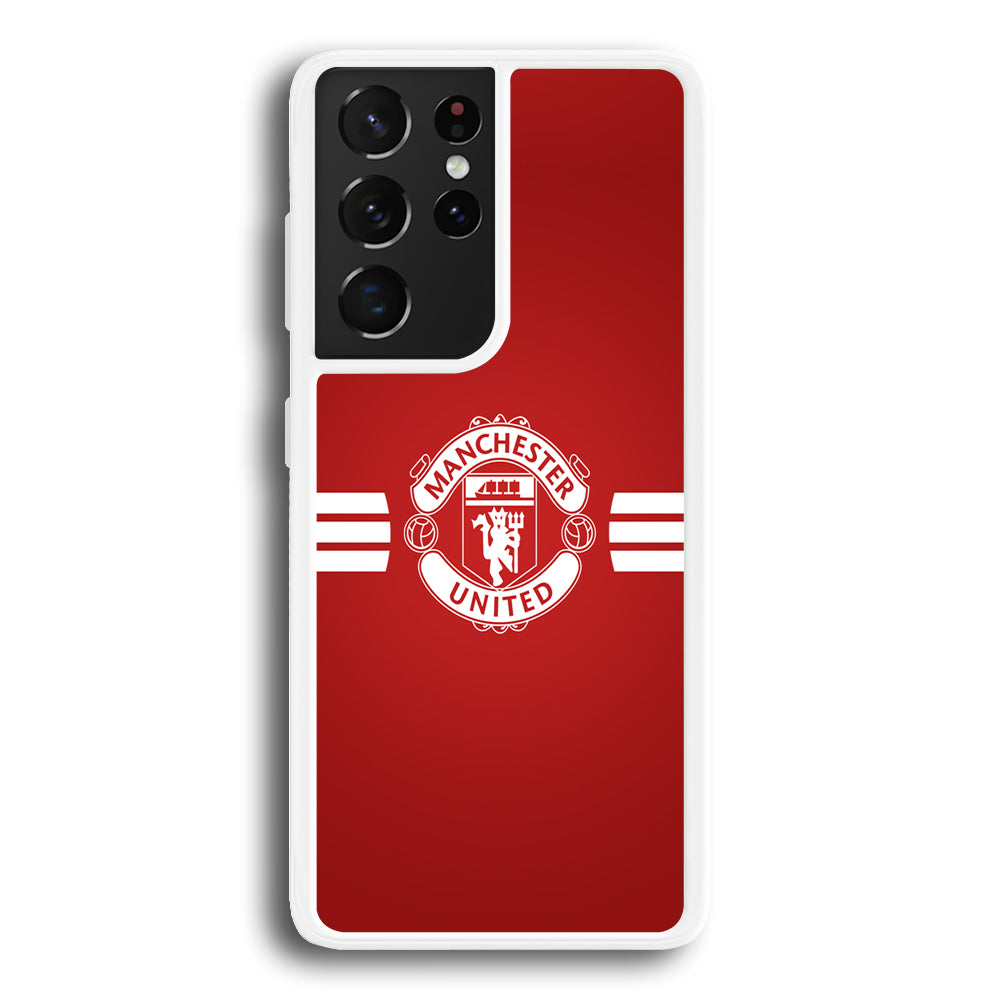 Manchester United White Center Line Samsung Galaxy S21 Ultra Case