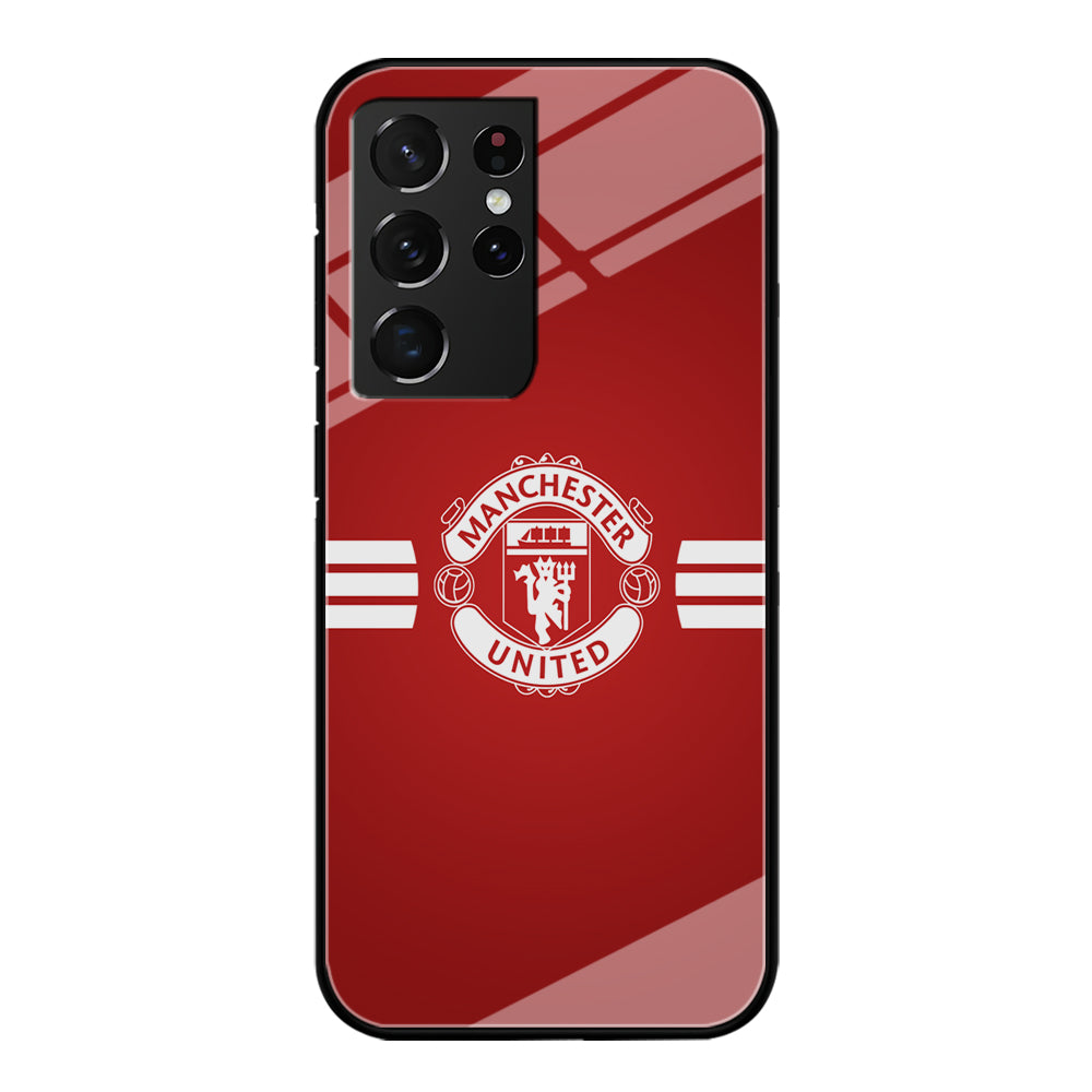 Manchester United White Center Line Samsung Galaxy S21 Ultra Case