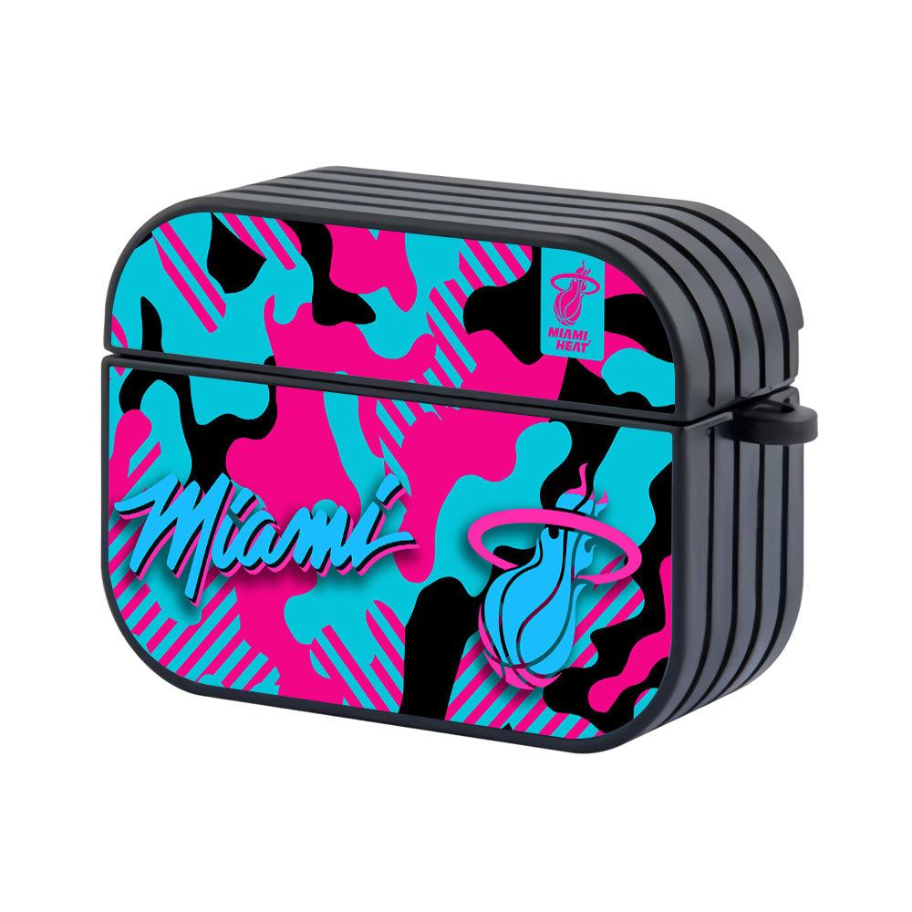 Miami Heat Camouflage of Energy Apple Airpods Pro Case Black