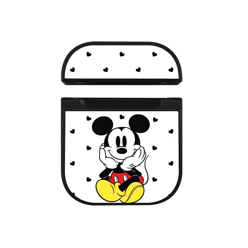 Mickey Love Pattern Apple Airpods Case Black