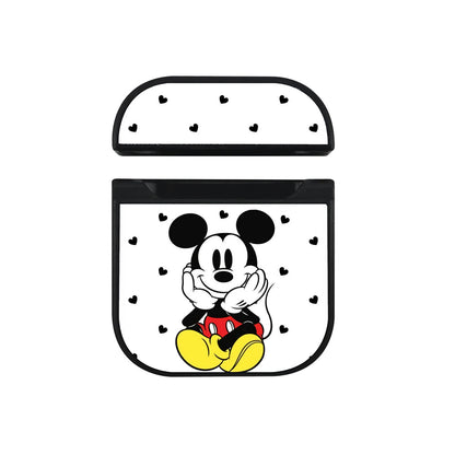 Mickey Love Pattern Apple Airpods Case Black