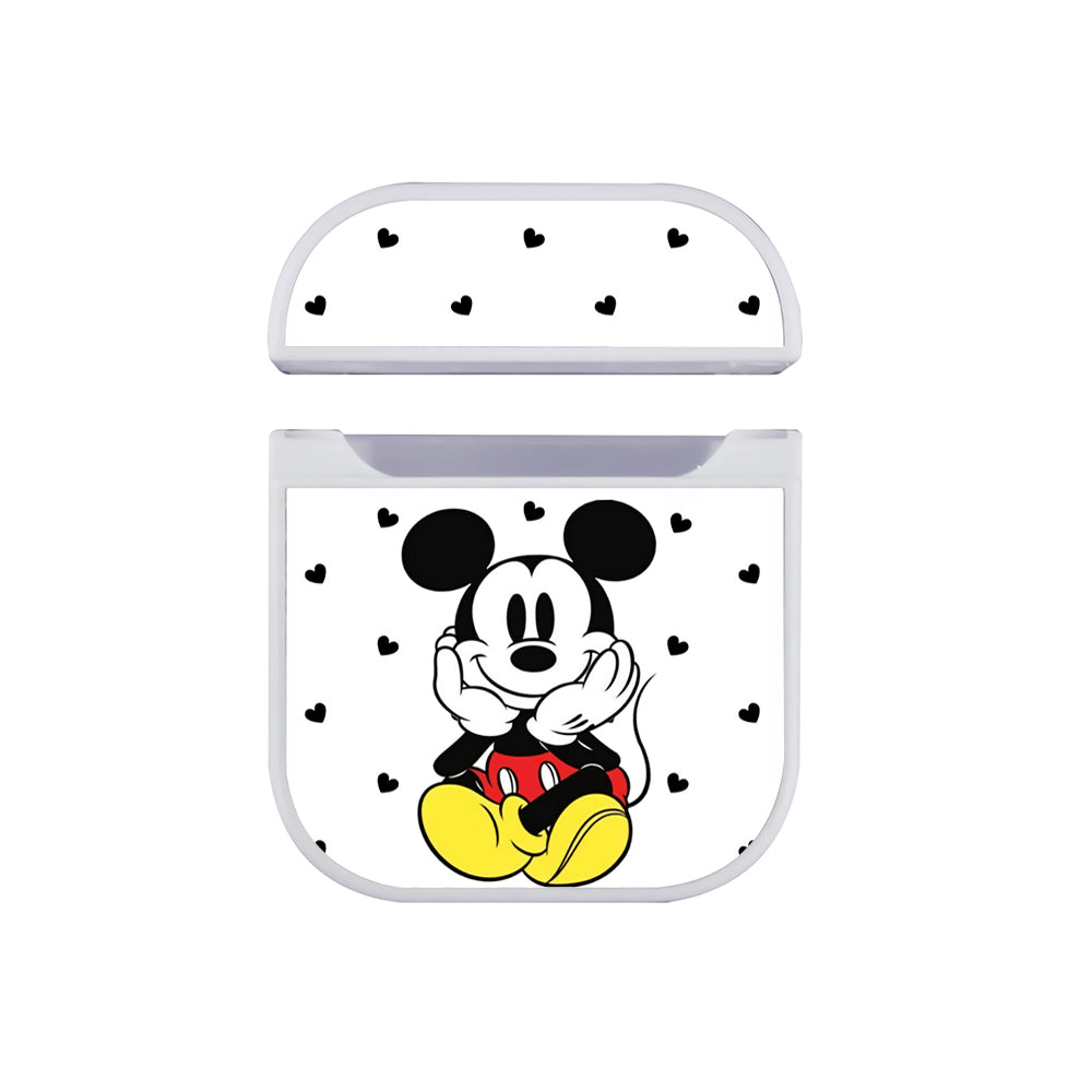 Mickey Love Pattern Apple Airpods Case White