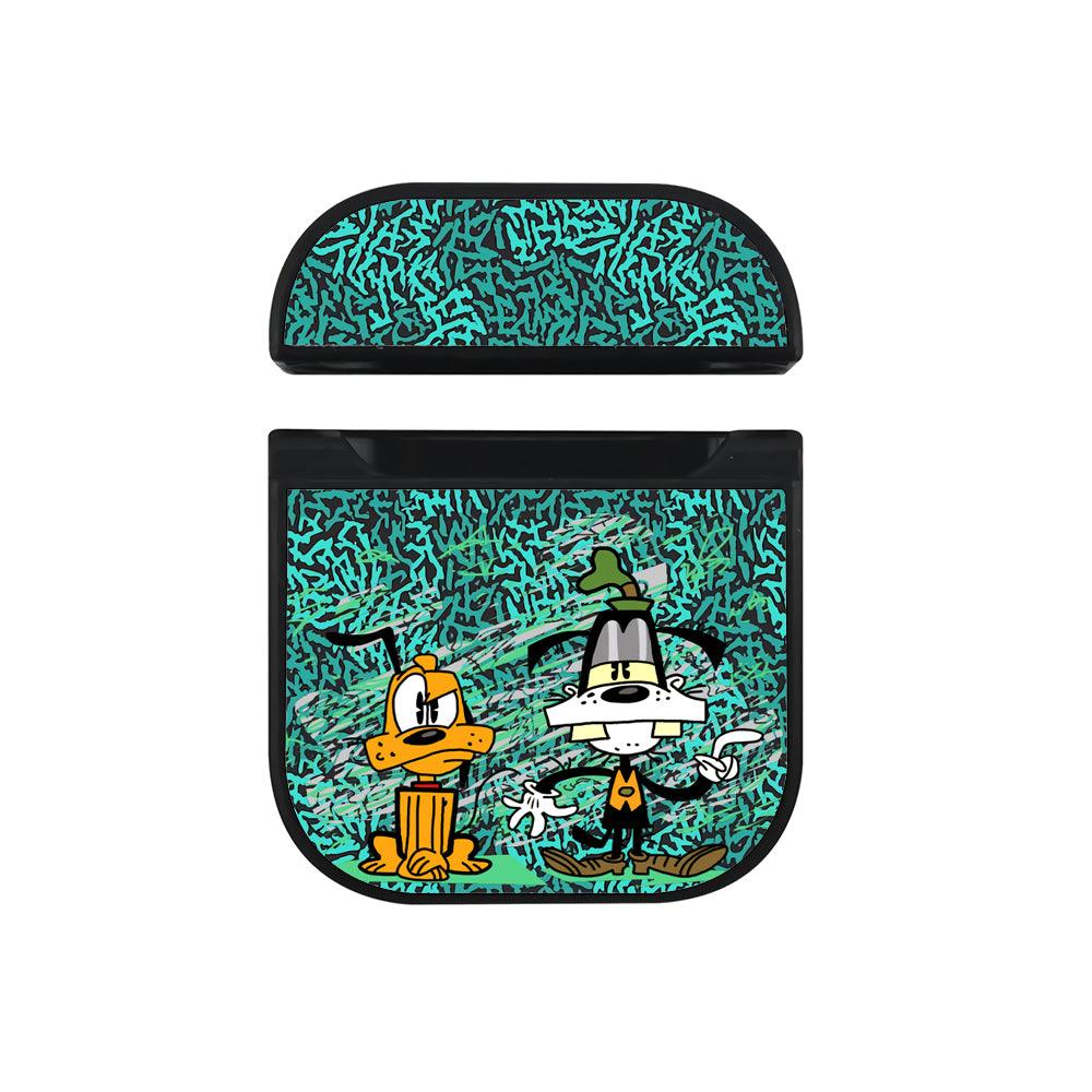 Mickey Mouse on Goofy Different Castes Apple Airpods Case Black
