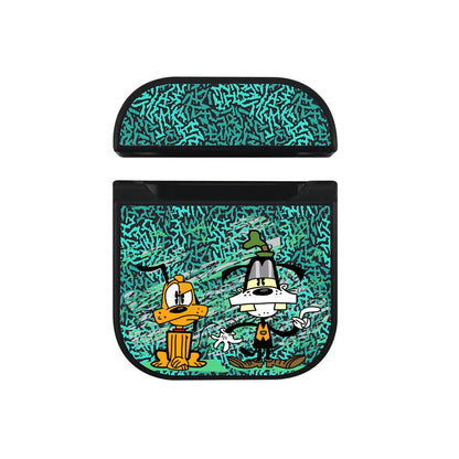 Mickey Mouse on Goofy Different Castes Apple Airpods Case Black