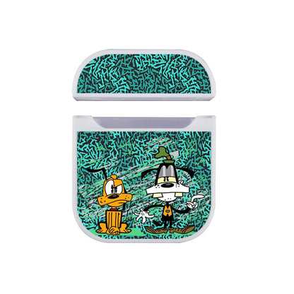 Mickey Mouse on Goofy Different Castes Apple Airpods Case White