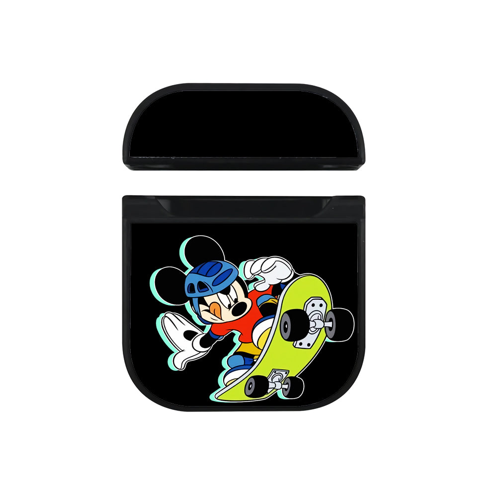 Mickey Skateboard Style Apple Airpods Case Black