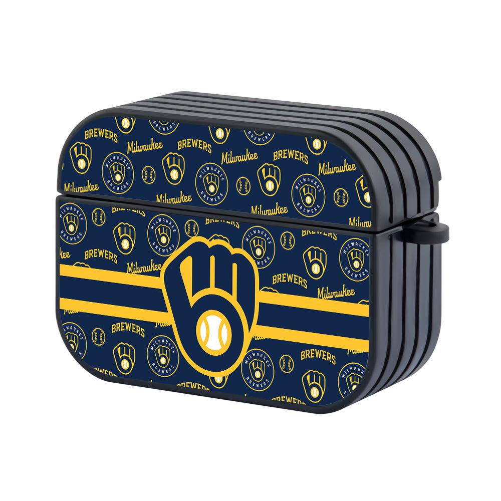 Milwaukee Brewers Blue Wall Patern Apple Airpods Pro Case Black