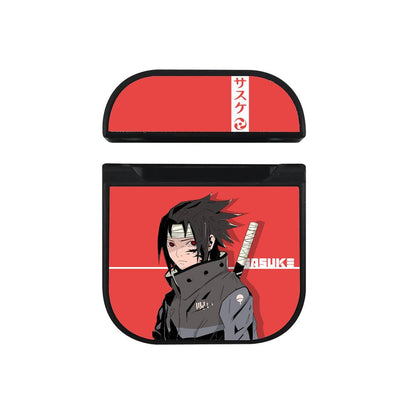 Naruto on Sasuke The Enlightener of Uchiha Apple Airpods Case Black