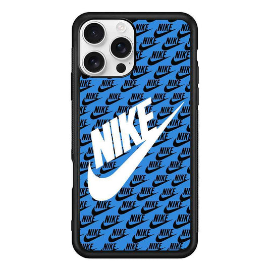 Nike Doodle Logo Blue iPhone 16 Pro Max Case