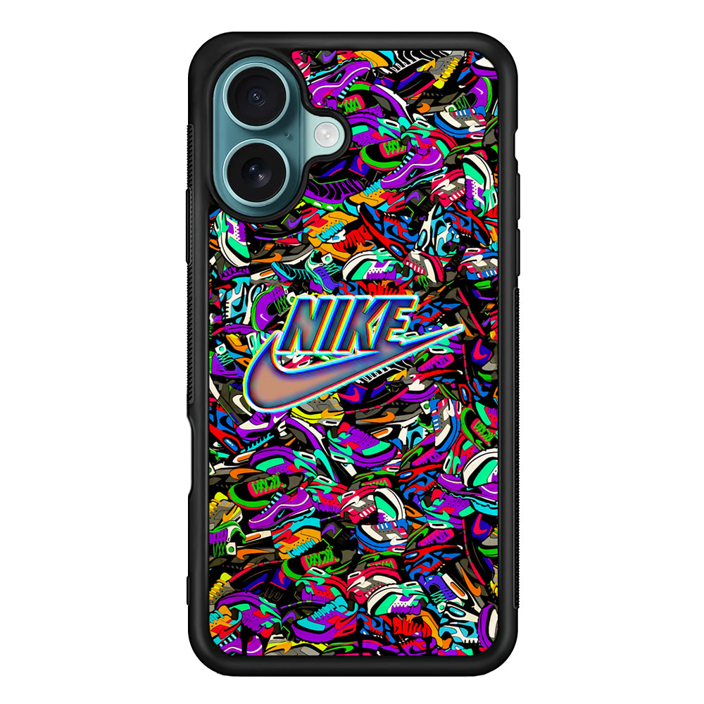 Nike Shiny Emblem in Doodle Art iPhone 16 Case