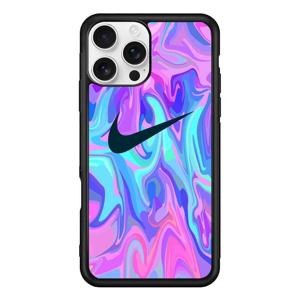 Nike Soft Marble Navy Logo iPhone 16 Pro Case