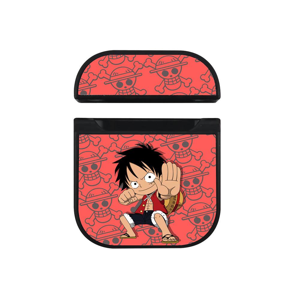 One Piece Chibi Luffy Pistol Punch Apple Airpods Case Black