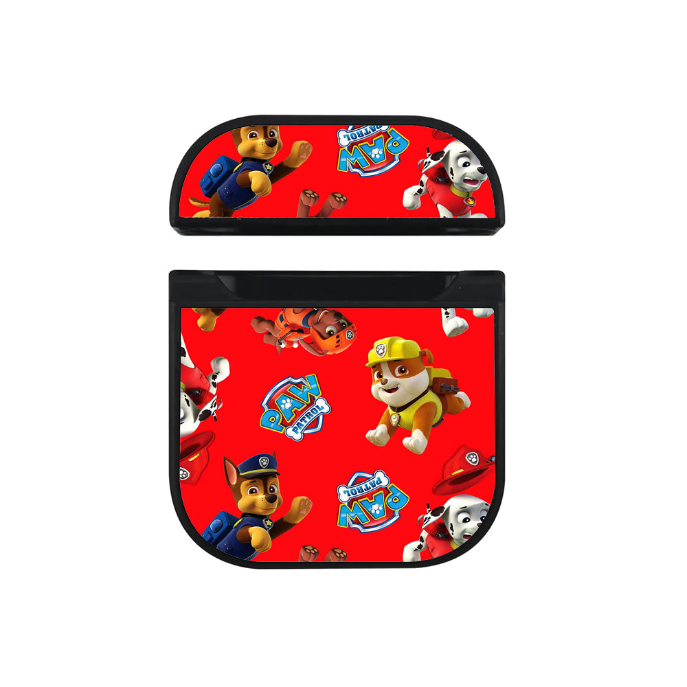 Paw Patrol Red Background Apple Airpods Case Black