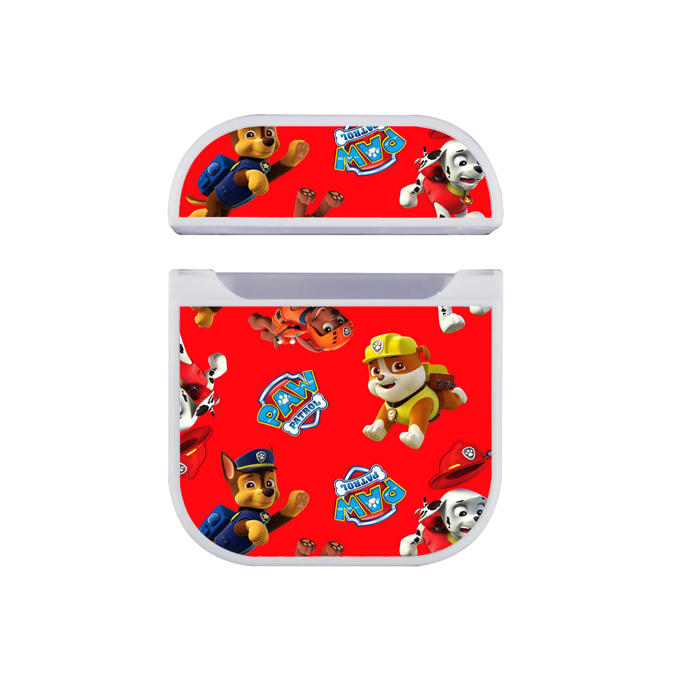 Paw Patrol Red Background Apple Airpods Case White