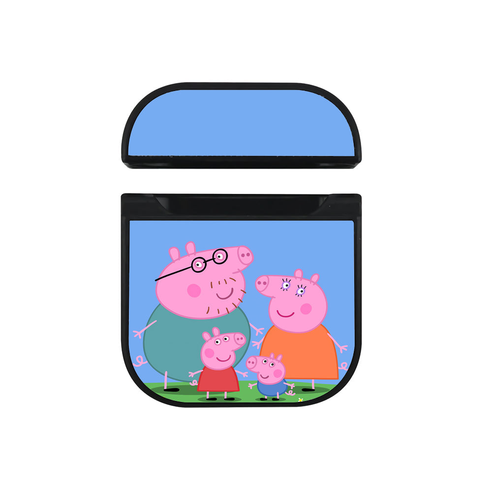 Peppa Pig Family Cartoon Apple Airpods Case Black