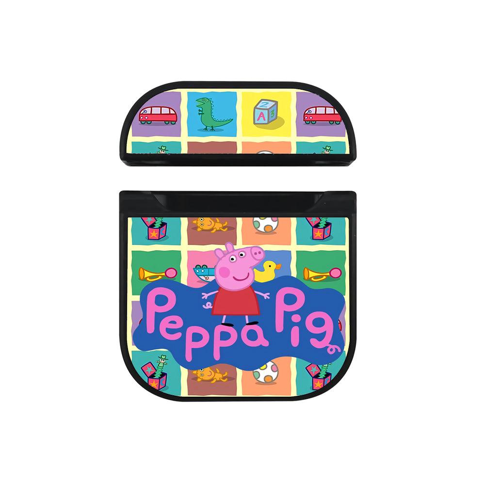 Peppa Pig The Playground Collage Apple Airpods Case Black