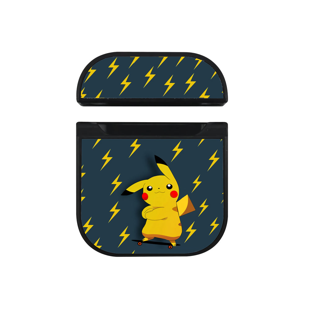 Pikachu Skateboard Apple Airpods Case Black