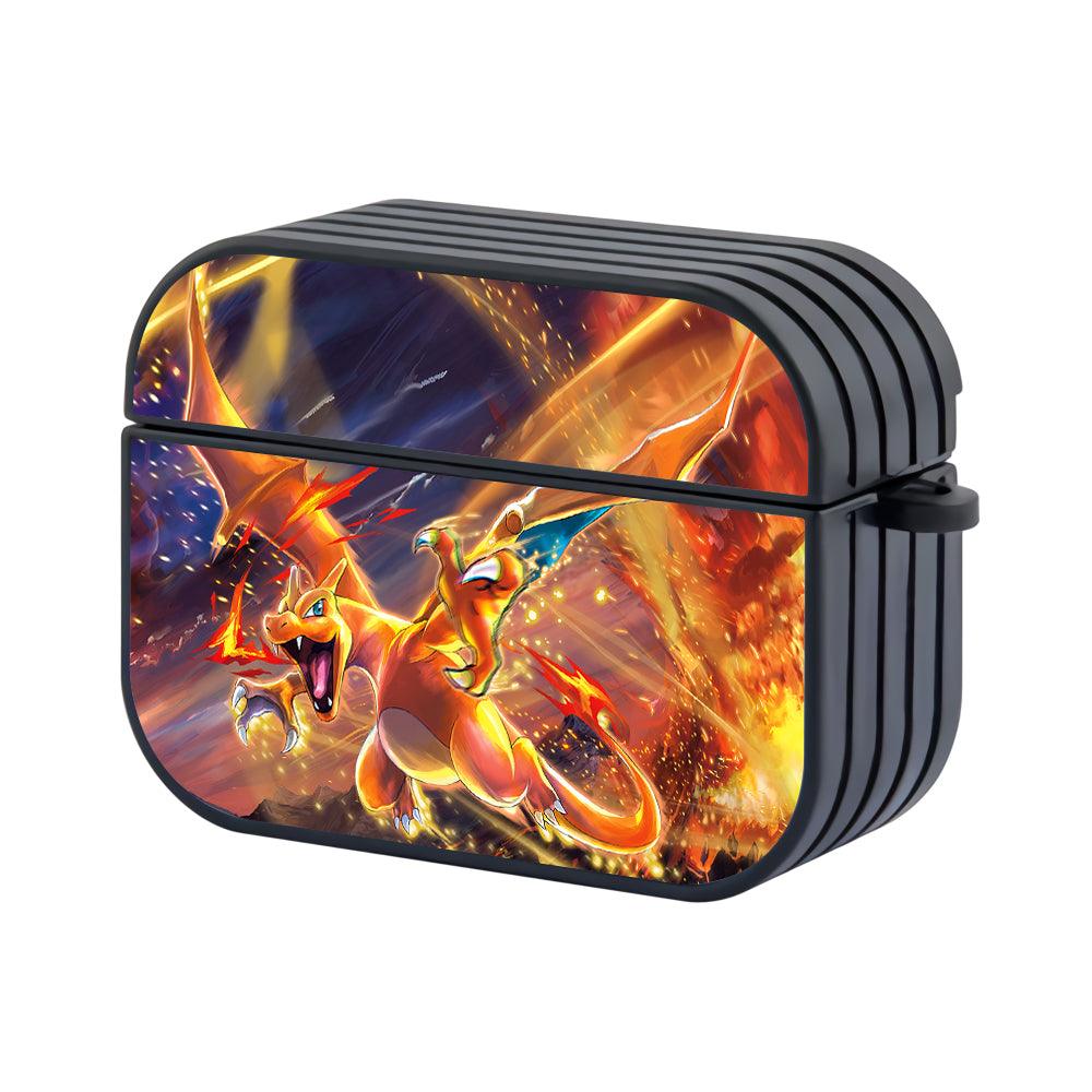 Pokemon Charizard Dashing Flying through the Fire Apple Airpods Pro Case-Black-Carneyforia