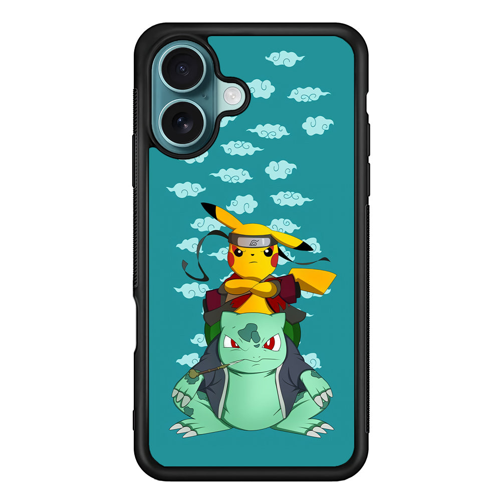 Pokemon Covering Naruto and Gamabunta iPhone 16 Plus Case