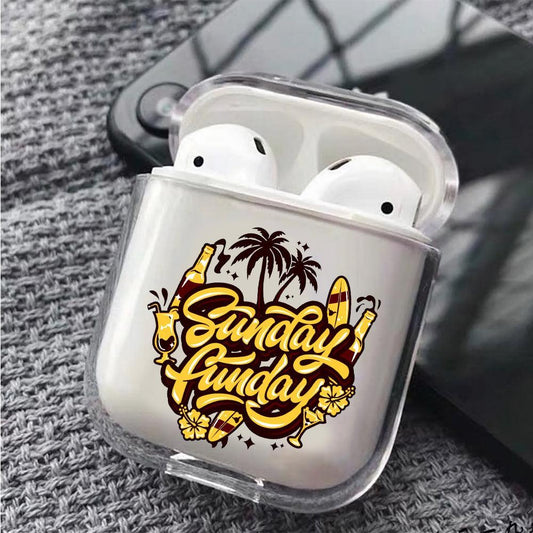 Quotes Sunday is Fun Apple Airpods Clear Case