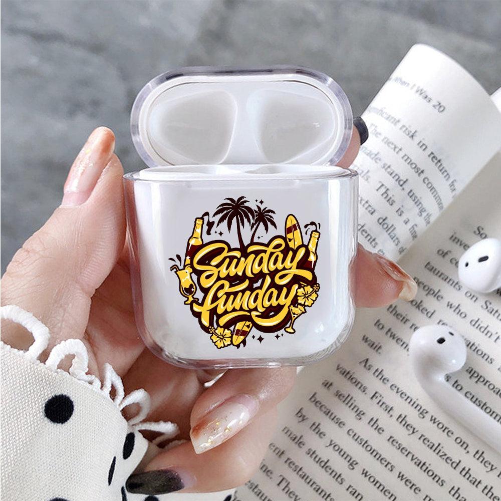 Quotes Sunday is Fun Apple Airpods Clear Case