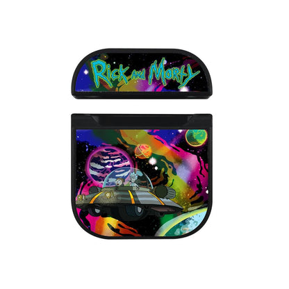 Rick and Morty Ride a Spacecraft Apple Airpods Case Black