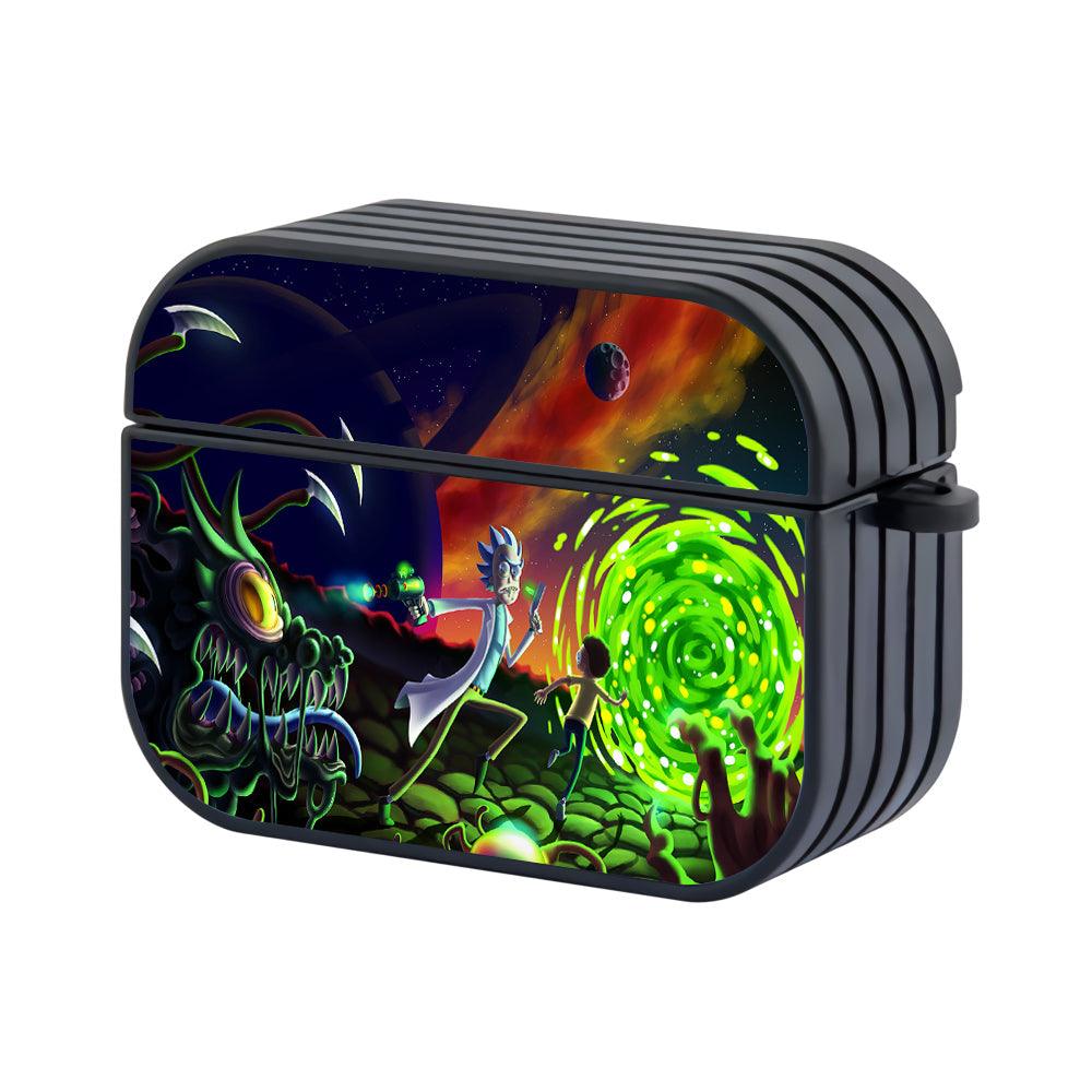 Rick and Morty Run From Monsters Apple Airpods Pro Case Black