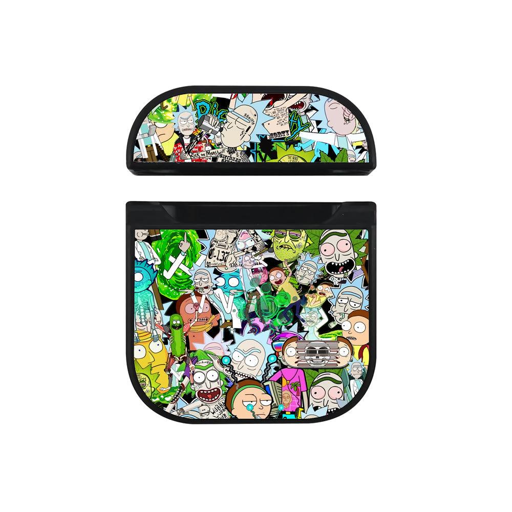 Rick and Morty Sticker Aesthetic Apple Airpods Case Black
