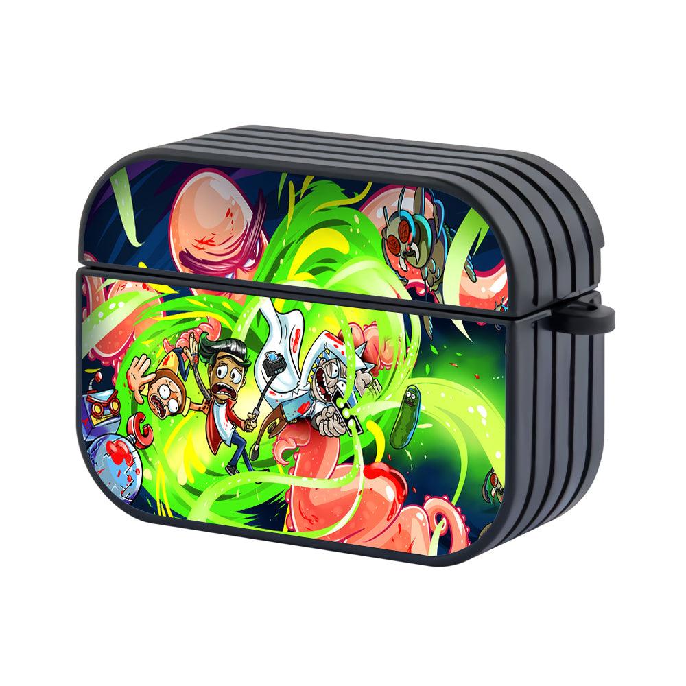 Rick and Morty Strike at the Right Time Apple Airpods Pro Case Black