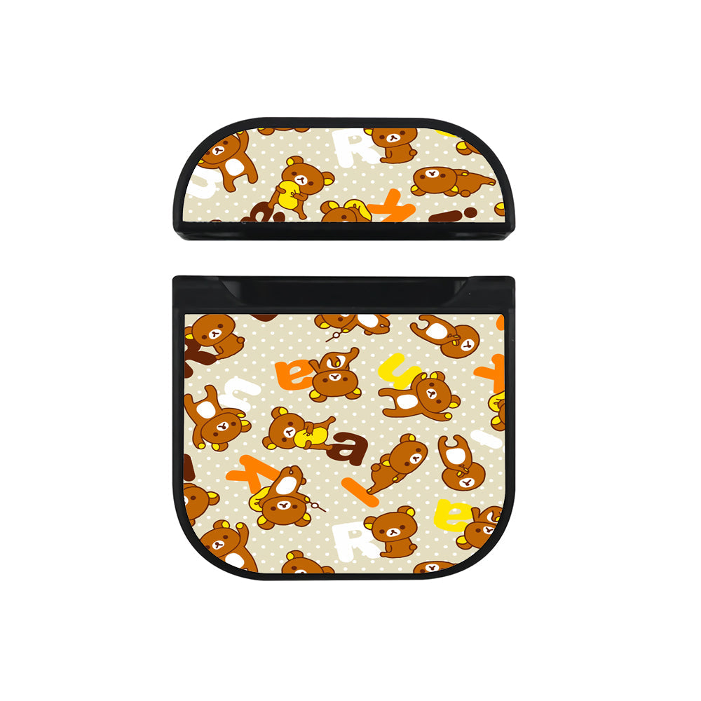 Rilakkuma Alphabet Dot Pattern Apple Airpods Case Black