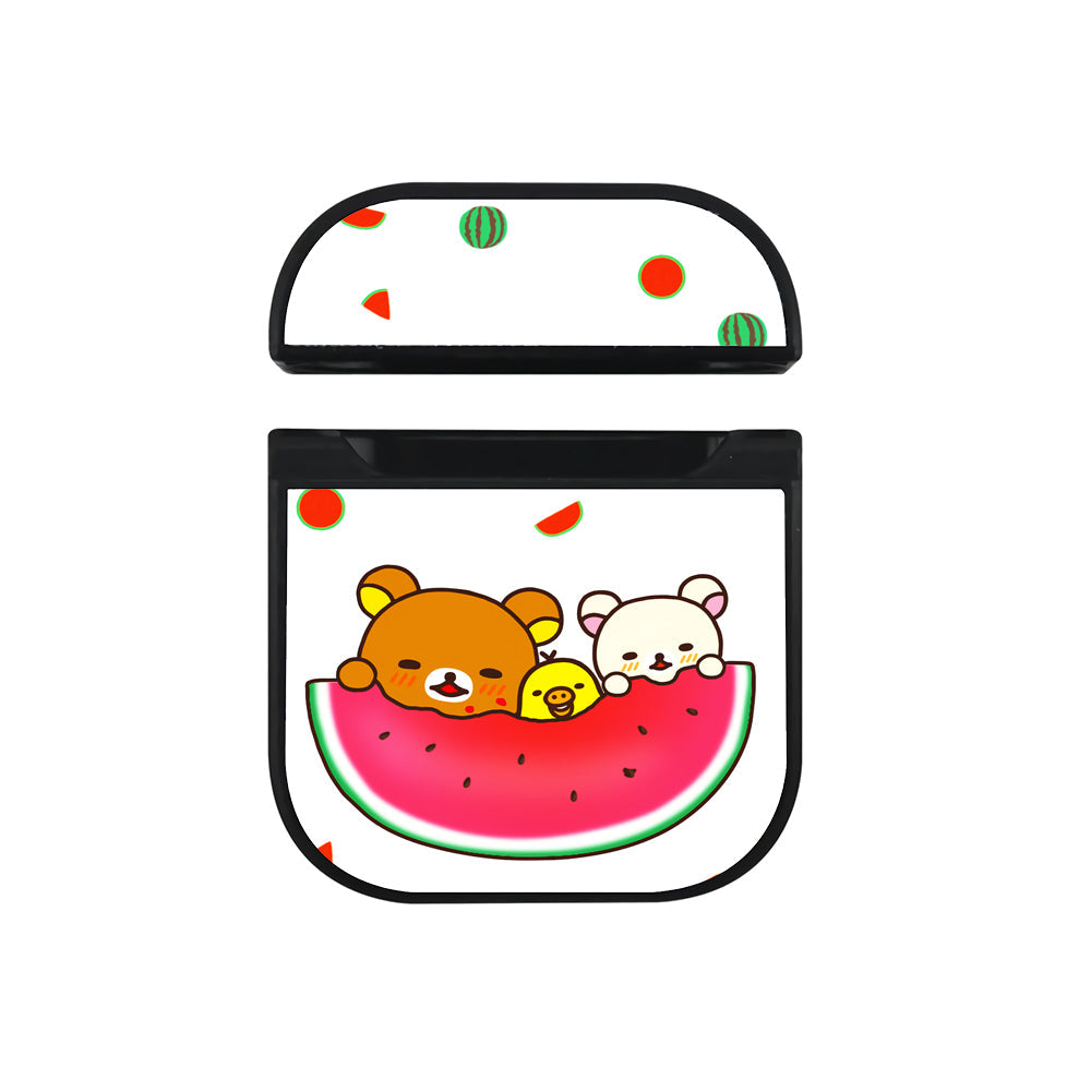 Rilakkuma Family Watermelon Apple Airpods Case Black