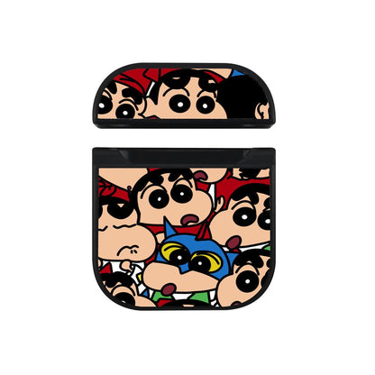 Shinchan Face Cartoon Apple Airpods Case Black
