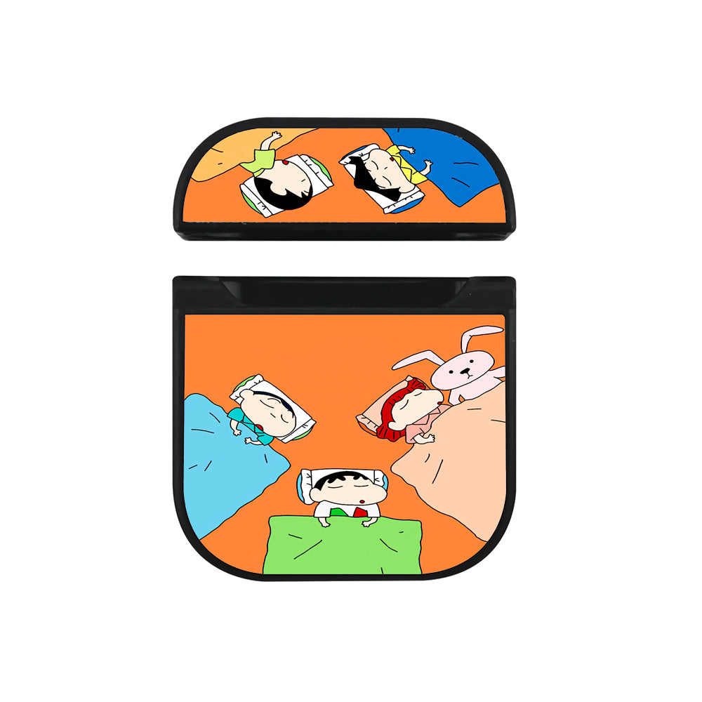 Sinchan Sleeping With Friends Apple Airpods Case Black